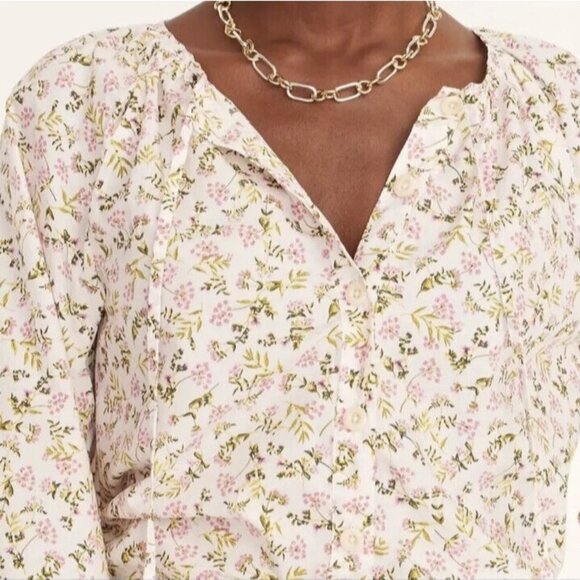 J Crew $98 Tie-Sleeve Button-Front Cotton Poplin Top in Meadow Floral Size S - Picture 2 of 12